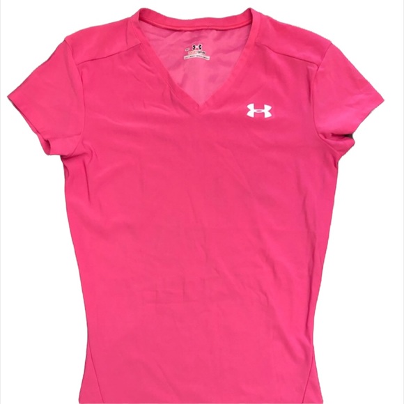 NWOT- UNDER ARMOUR Pink V-Neck HEAT GEAR Size Small - Picture 1 of 3